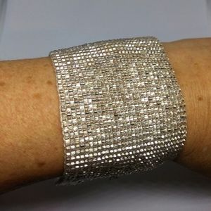 Handmade beaded cuff bracelet white
